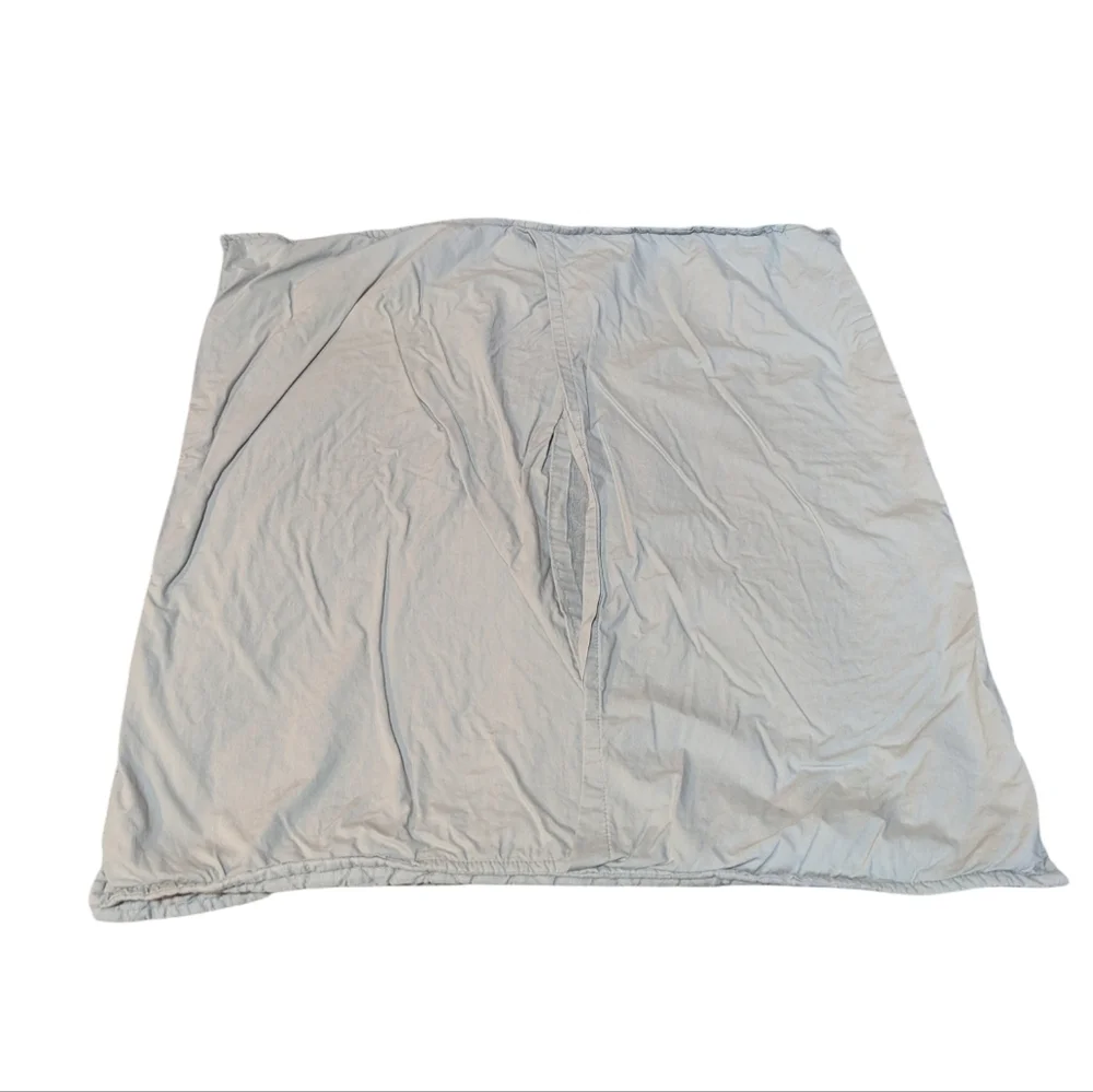 West Elm Organic Cotton Embroidered Euro Pair of Shams Light Grey 26x26